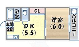 藤井マンション 1DKの間取図画像