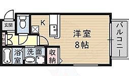 クリスタル氷室 1Kの間取図画像
