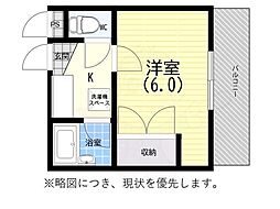 アクアハイツ 1Kの間取図画像