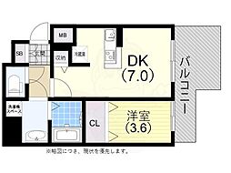 アドバンス神戸マーレ 1DKの間取図画像
