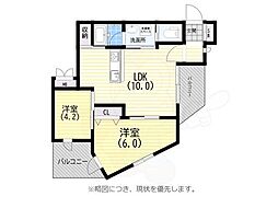 プリオーレ神戸大開通 2LDKの間取図画像
