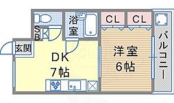 ラ・ルミエール藤井 1DKの間取図画像