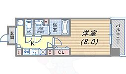 Wスタイル神戸2 1Kの間取図画像