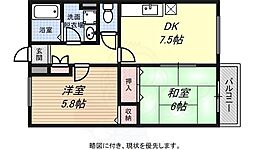 メゾン上町 2DKの間取図画像