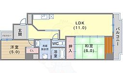 ミリオンベル神戸 2LDKの間取図画像