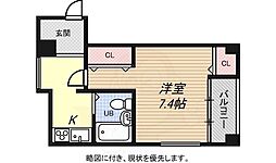 メゾンハマダ 1Kの間取図画像