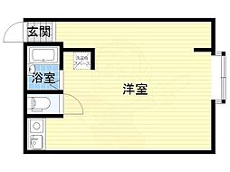 レア・レア梅田1番館 ワンルームの間取図画像