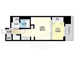 S-RESIDENCE天満橋ar 13階2Kの間取り