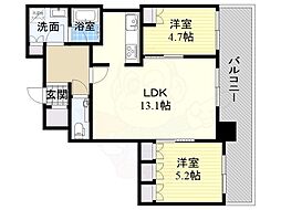 ブランズタワー梅田ノース 2LDKの間取図画像