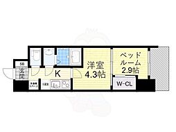セレニテ東梅田アリエ 2Kの間取図画像