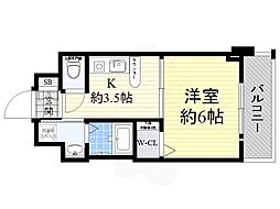 エステムプラザ梅田扇町公園パークランド 1Kの間取図画像