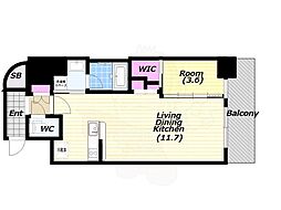 大阪市中央区淡路町1丁目マンション 1LDKの間取図画像