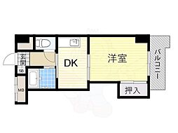 ノルデンハイム天神橋 1DKの間取図画像