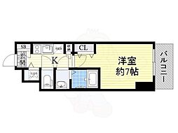 エスリード大手前 1Kの間取図画像