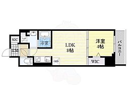 アーバネックス西天満 1LDKの間取図画像