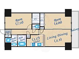 エスヴェール北梅田 2LDKの間取図画像