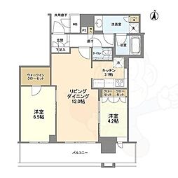 ブランズタワー梅田ノース 2LDKの間取図画像