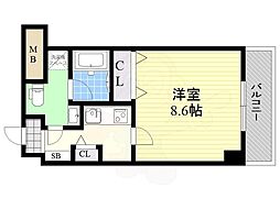 モンサンミッシェル北浜 1Kの間取図画像