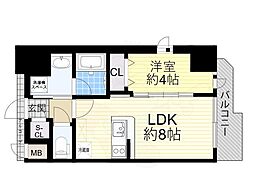 エステムコート大阪福島ルアーナ 1LDKの間取図画像