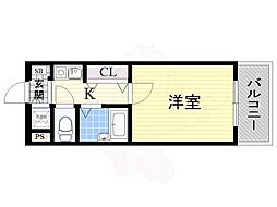 リーガル天神橋 1Kの間取図画像