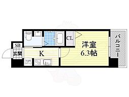 SWISS梅田東 1Kの間取図画像