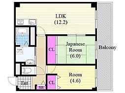 RESIDIA西天満 2LDKの間取図画像