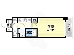 アクアプレイス天満クラシック ワンルームの間取図画像