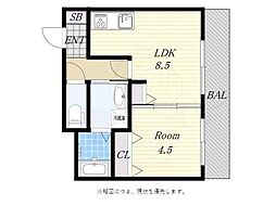 シバヤ中津 1LDKの間取図画像