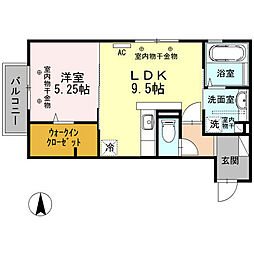 ベェルヴェルII 2階1LDKの間取り