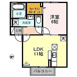 メゾンド・グリシーヌ 1階1LDKの間取り