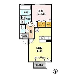 インフィール 1LDKの間取図画像