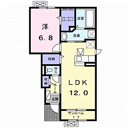 ヴィラ・ローザ 1階1LDKの間取り