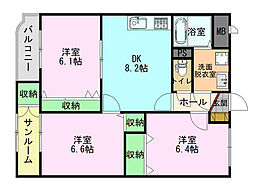 ユーミー北安江 3階3DKの間取り