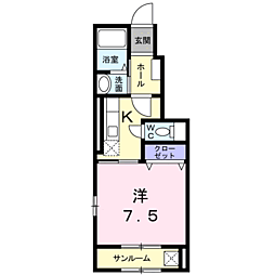 シャルマン 1Kの間取図画像