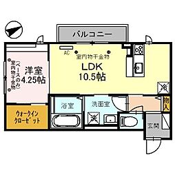 セジュールアミーリオ 1LDKの間取図画像