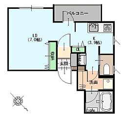 グランバリュー大清台 ワンルームの間取図画像