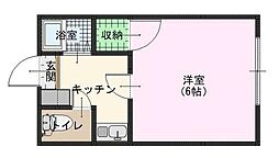 ジュピター山代 1Kの間取図画像