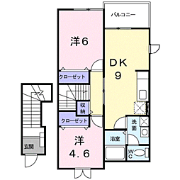 ニューローレル2 2DKの間取図画像