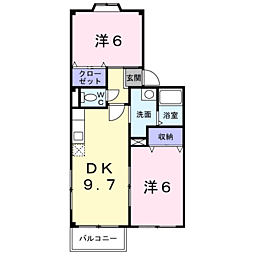 アンシャンテ 2DKの間取図画像