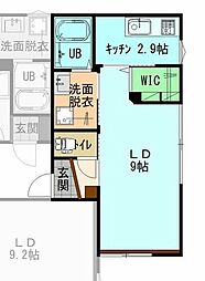 コイル 1Kの間取図画像
