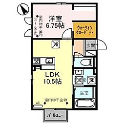 プライム若宮 1LDKの間取図画像