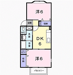 アンシャンテ 2DKの間取図画像
