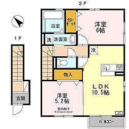 フローリッシュ 2LDKの間取図画像