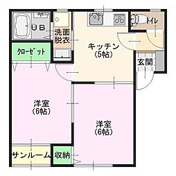 サンシャイン 2Kの間取図画像