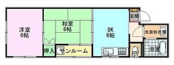 リバーサイドTAKA 2DKの間取図画像