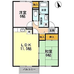セジュールエスポワール2 2LDKの間取図画像