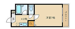 メゾン三松 1Kの間取図画像