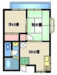 ハウスいわつき 2DKの間取図画像