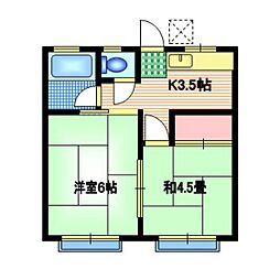 天神コーポ 2Kの間取図画像