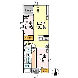 つくばエクスプレス 六町駅 徒歩7分の賃貸アパート 2階2SLDKの間取り